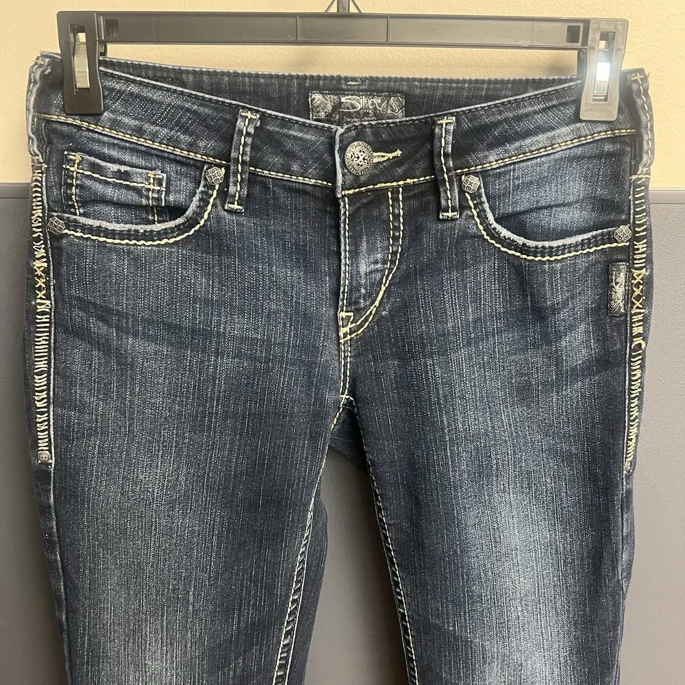 Silver Jeans Womens 28X31 Aiko‎ Mid Boot Dark Wash THICK STITCH - Picture 4 of 10
